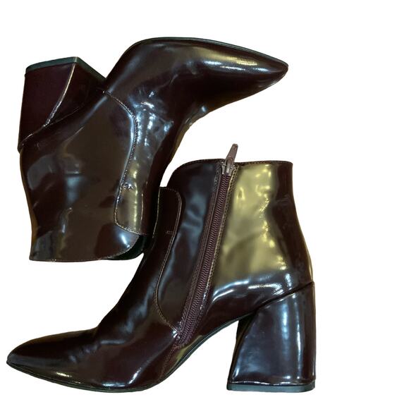 Jeffrey Campbell Ankle Booties Sz.8 Plum Block Heel patent leather Shine VGUC - Picture 6 of 15
